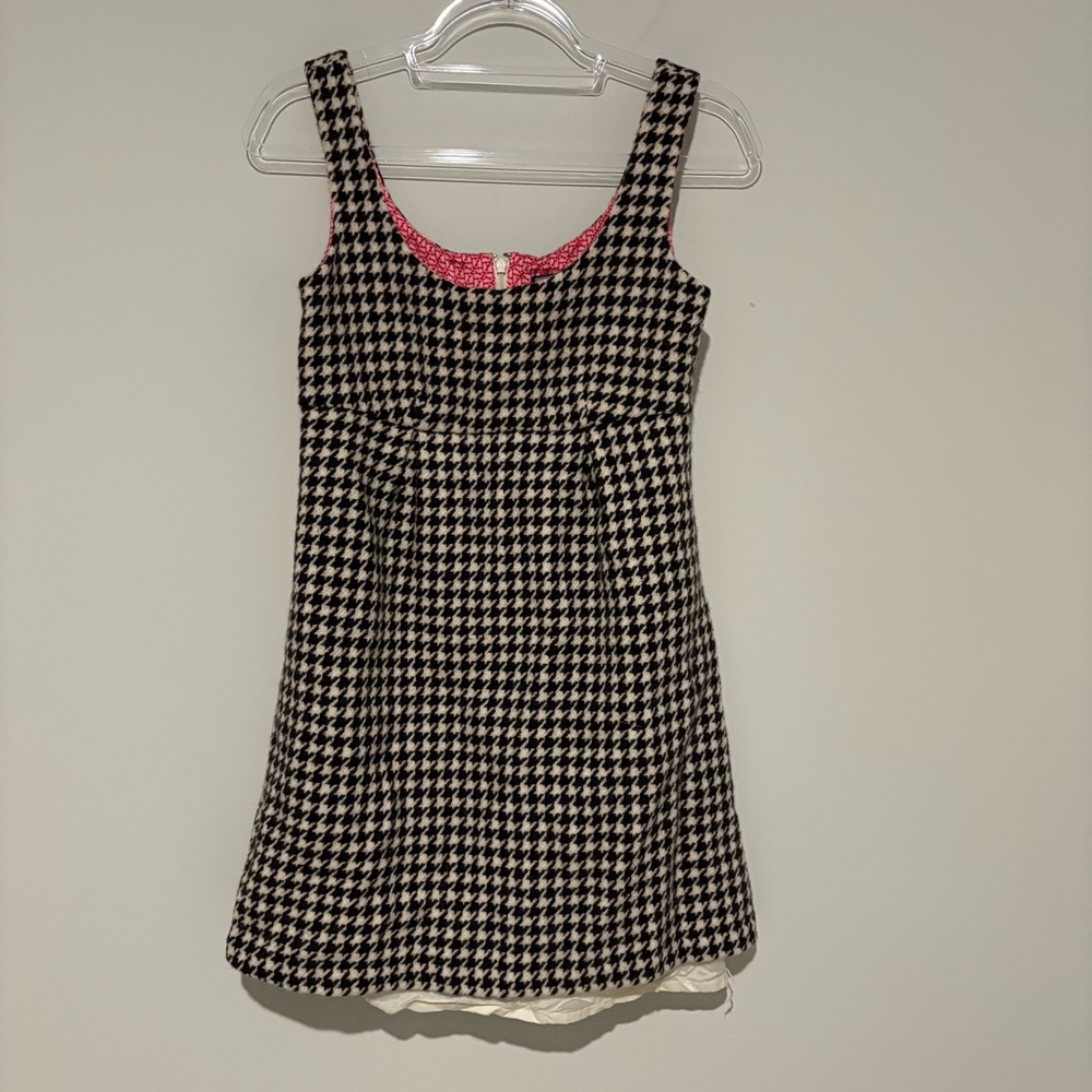 Vineyard Vines Houndstooth Wool Silk Dress black cream size 4